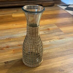 Glass Vase with Woven Rattan Sleeve - Natural